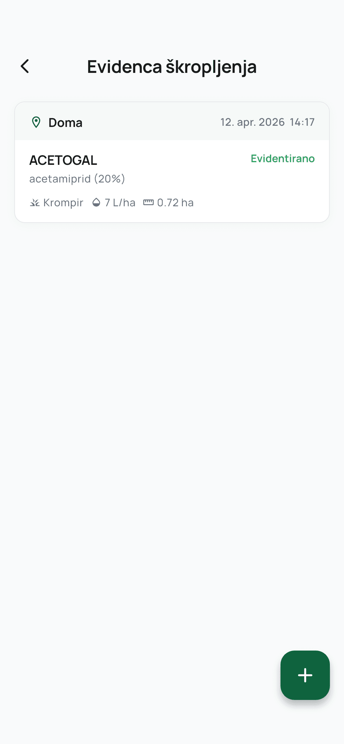 Zgodovina škropljenj (vsi zapisi na enem mestu)