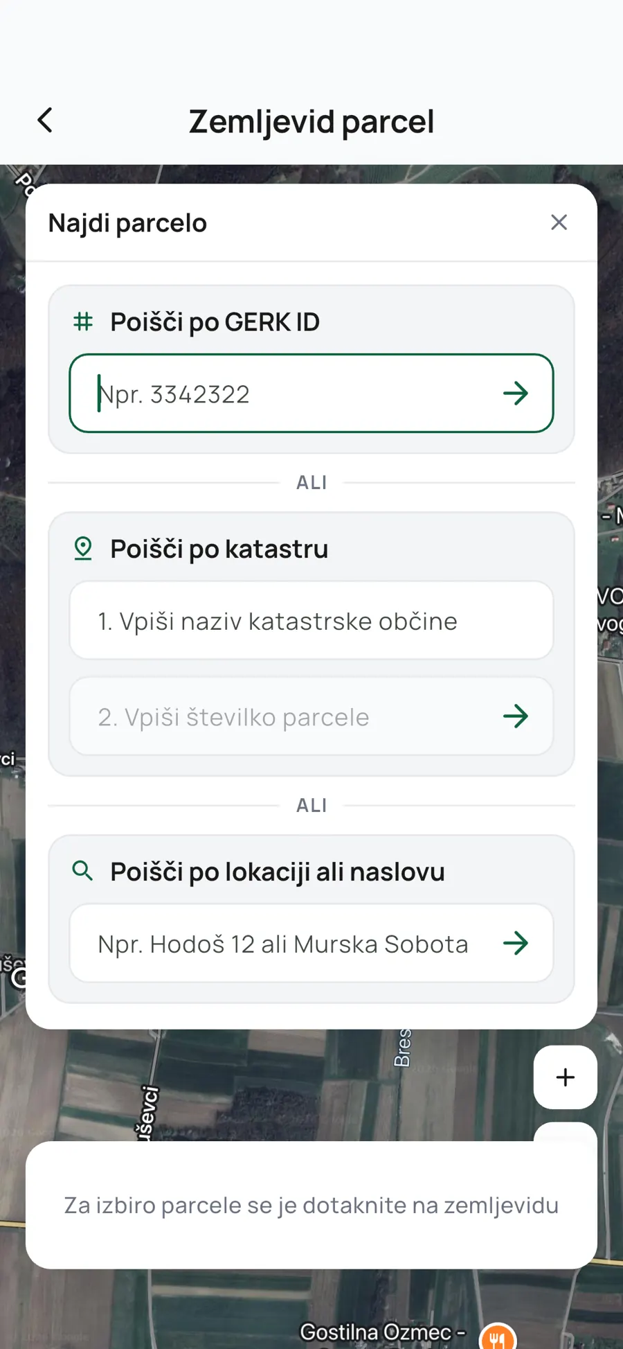 Vsak zapis je vezan na pravo parcelo