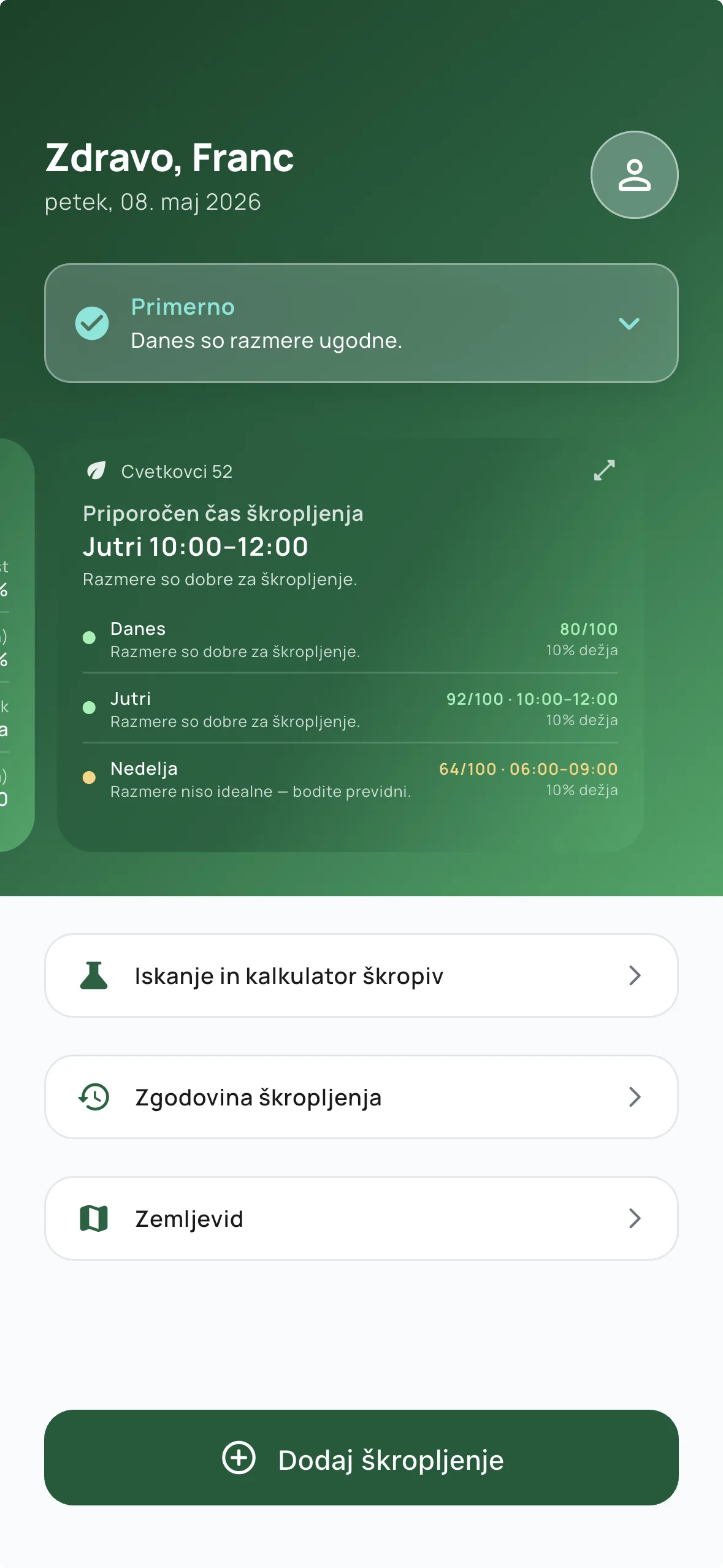 Vremenski priporočili za škropljenje