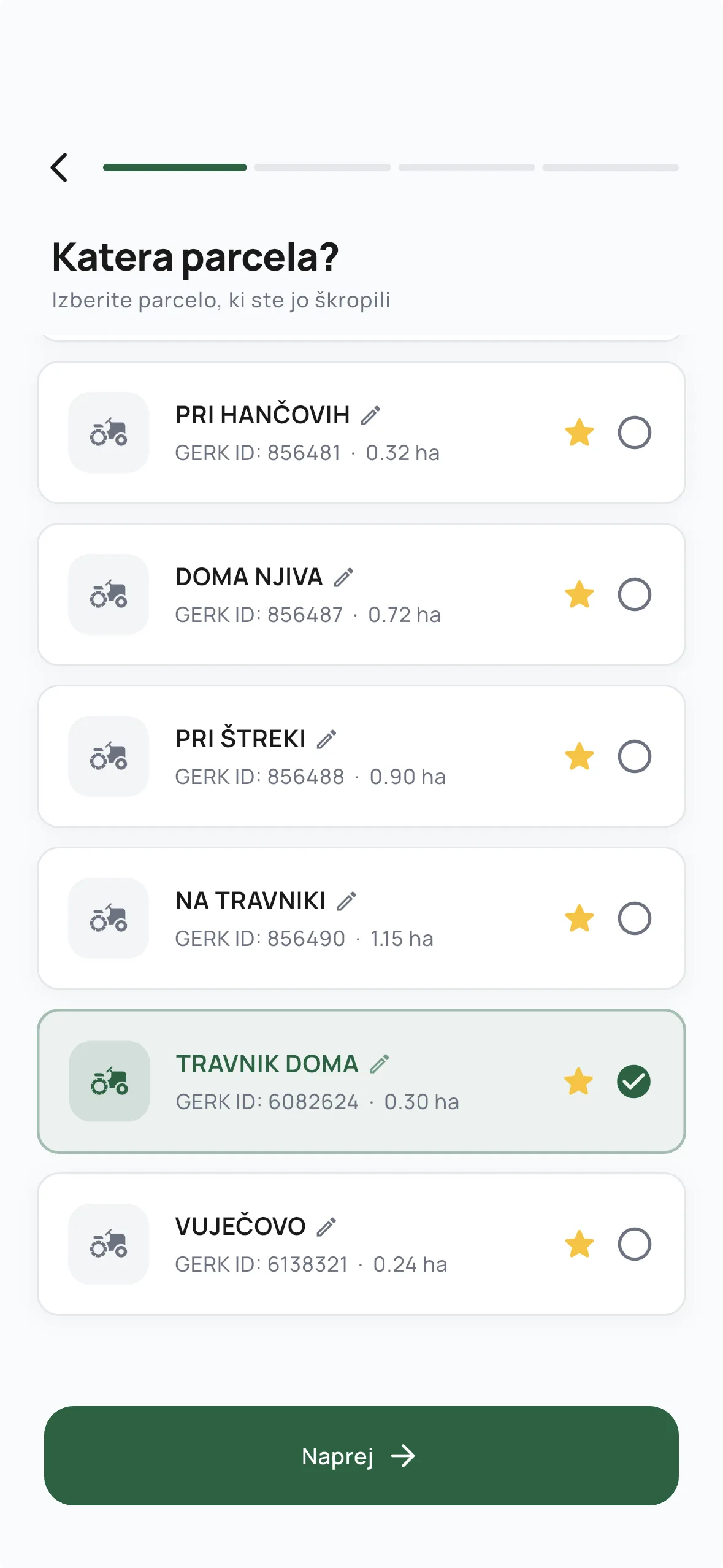 Izberi parcelo, kjer si dejansko delal